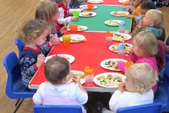 Tucking into the refreshments.