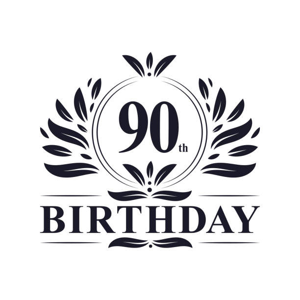 90th Birthday celebration, luxury 90 years Birthday logo design.